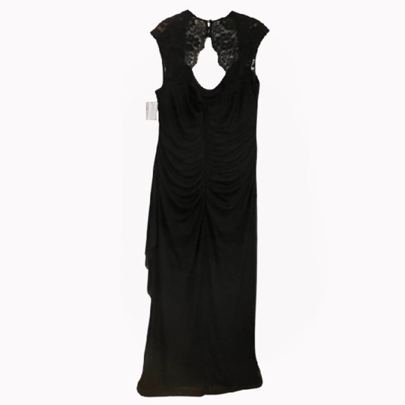 Xscape Dresses Xscape Cap Sleeve Jersey Dress With Lace Detail In